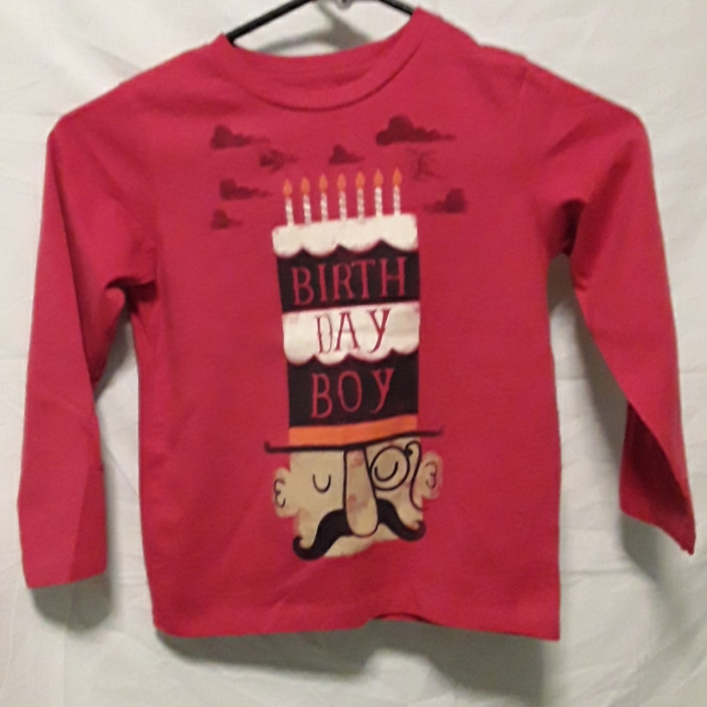 Boys Red Birthday Long Sleeve Tee Size 5